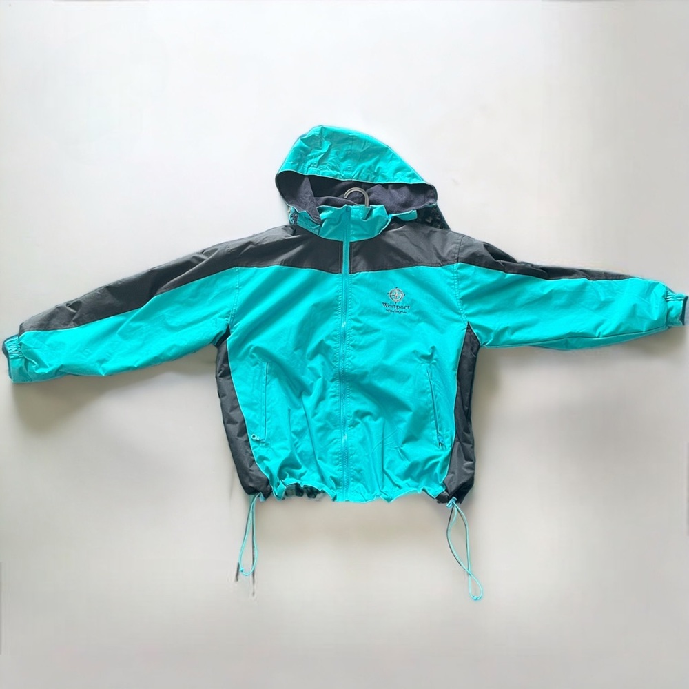 vintage reversible color block adjustable puffer coat